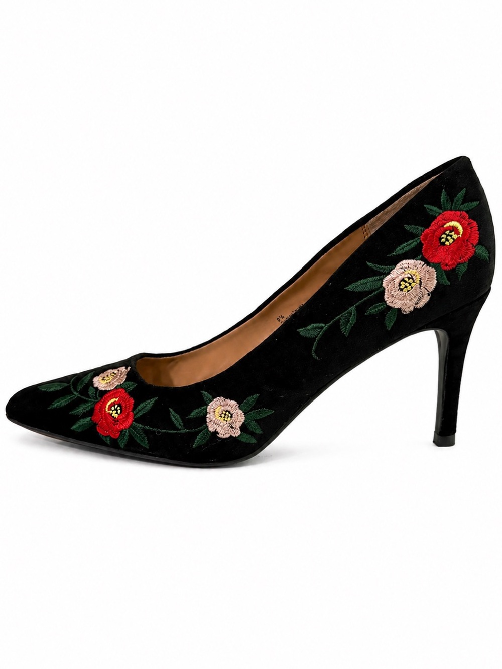 Black Floral Embroidery Heel A New Day Size 8.5 Dressy Velour